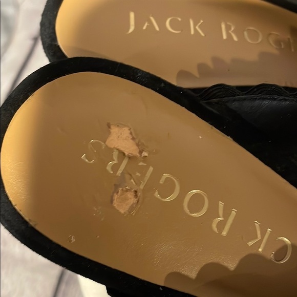 Jack Rogers Black Sueded Mules with Wooden Heel Sz 5.5 - Picture 8 of 9